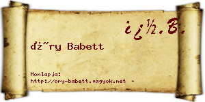 Őry Babett névjegykártya
